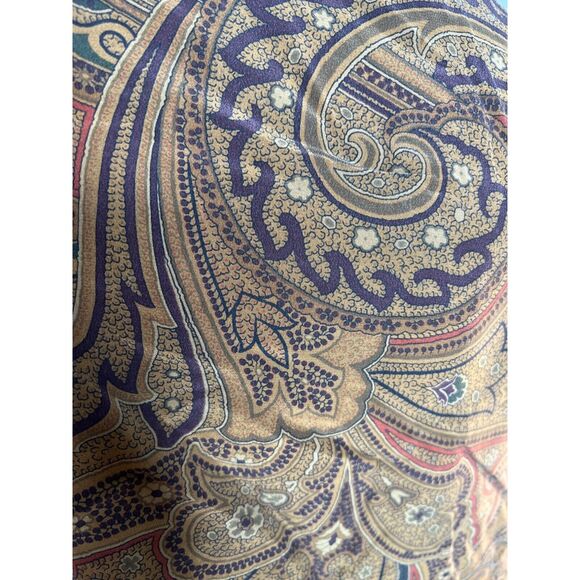 Vintage 90s Liz Claiborne Size 4P Brown Silk Paisley Blouse Top Career Work - Picture 8 of 11